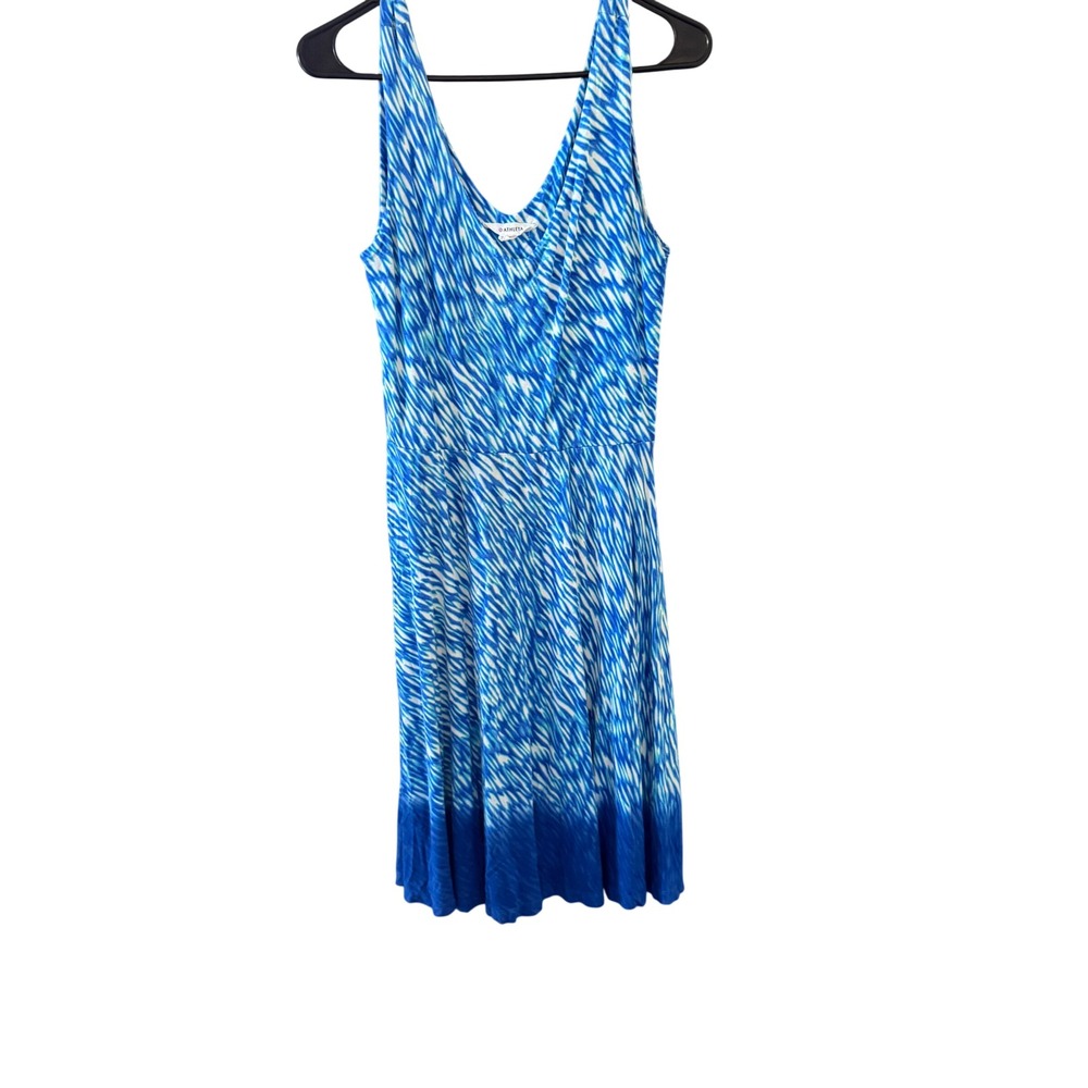 Athleta Blue White Abstract Print Sleeveless Fit Flare Dress XS Outdoor Hiking - Picture 1 of 9